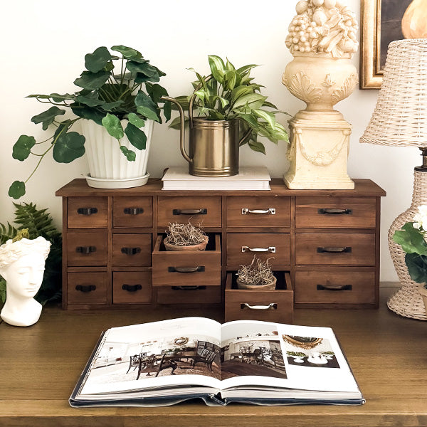 Fifteen Drawer Rustic Wooden Storage Cabinet General ABH