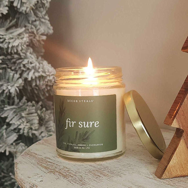 Fir Sure Soy Candle - Clear Jar - 9 oz | Decor Steals Exclusive Collective Sweet Water Decor