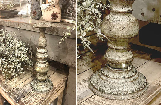 Oversized Weathered and Distressed Candle Holders, Set of 2 General WT