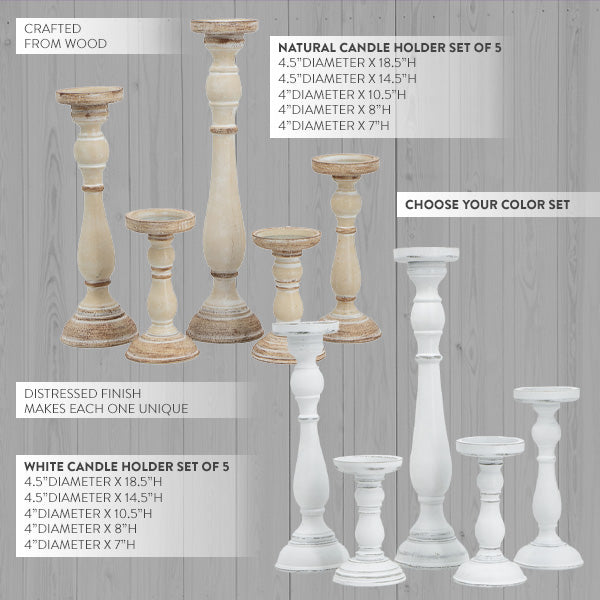 Load image into Gallery viewer, Chunky Hand Carved Wood Candle Holders, Set of 5 | Choose Your Color Whats trending ABH
