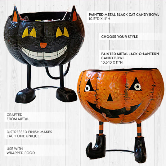 Painted Metal Halloween Candy Bowl, Choose Your Style General KAL