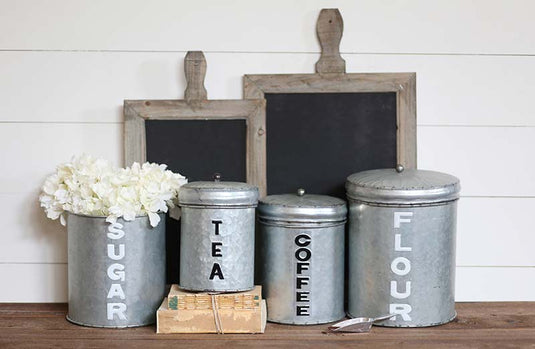 Galvanized Kitchen Canisters. Set of 2 General VIP