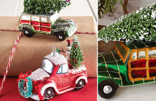 Red and Green Truck Ornaments Set of 2 General RAZ