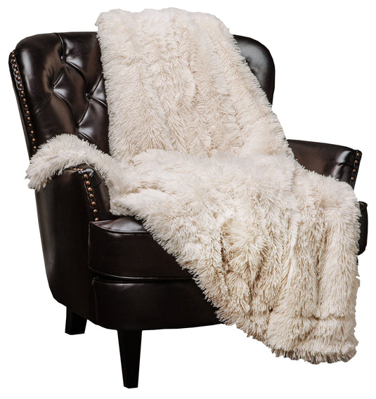 Solid Faux Long Fur Throw Blanket