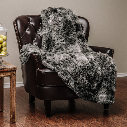 Wolf Faux Long Fur Throw Blanket Gift Chanasya