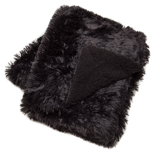 Solid Faux Long Fur Throw Blanket Collective Chanasya