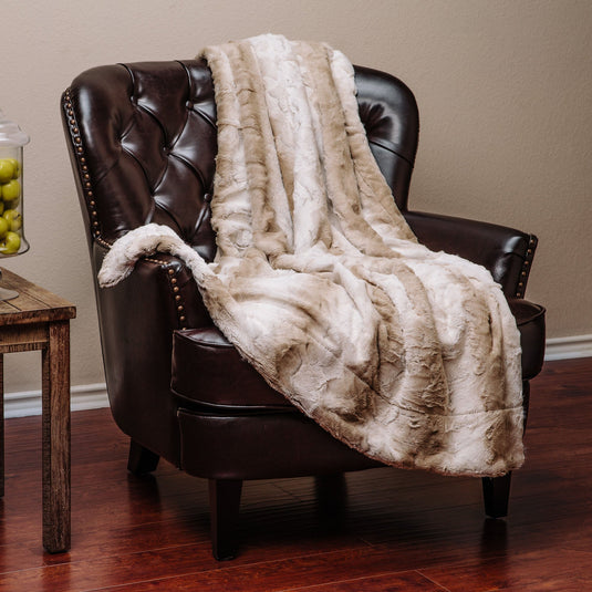 Faux Fur Brown Ombre Throw Blanket Gift Chanasya