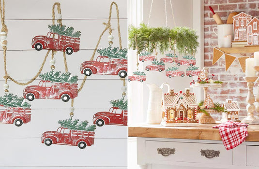 Classic Metal Red Truck Garland General RAZ