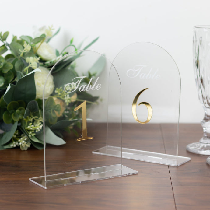 Clear Arch Acrylic Table Numbers (1-10) - 6