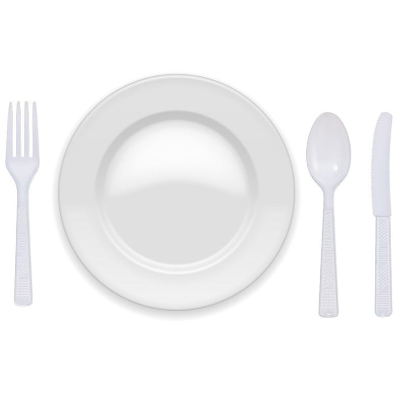 Load image into Gallery viewer, White Combo Cutlery Cutlery Party Dimensions
