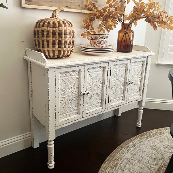 Distressed White Buffet Table General ABH