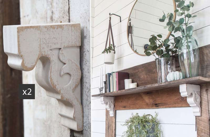 White Corbel Book End Brackets Set of 2 General VIP