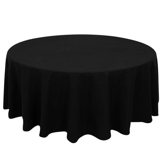 Cotton Blend 108" Round Tablecloth Black - Wrinkle-Resistant Design Tablecloths HIER_2183