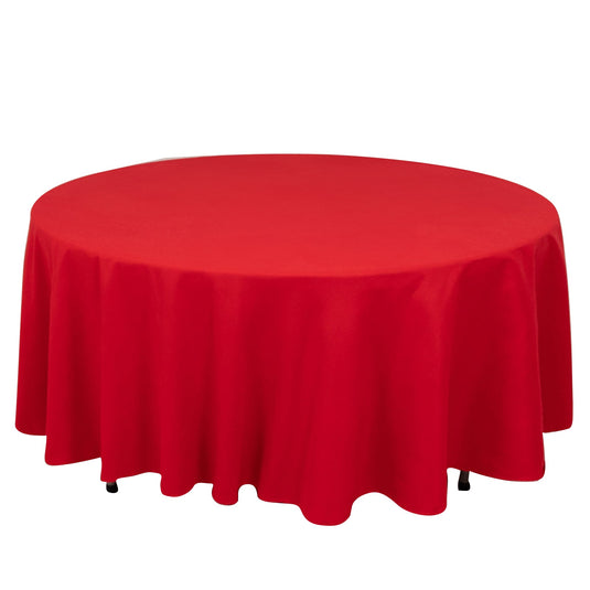 Cotton Blend 108" Round Tablecloth Red - Wrinkle-Resistant Design Tablecloths HIER_2183