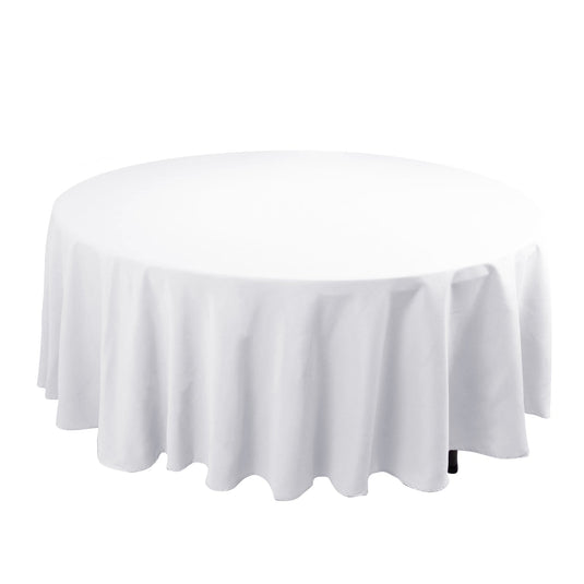 Cotton Blend 108" Round Tablecloth White - Wrinkle-Resistant Design for Versatile Table Settings Tablecloths HIER_2183