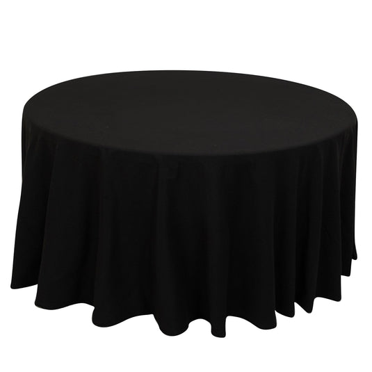 Cotton Blend 120" Round Tablecloth Black - Seamless Wrinkle-Resistant Table Cover Tablecloths HIER_2183