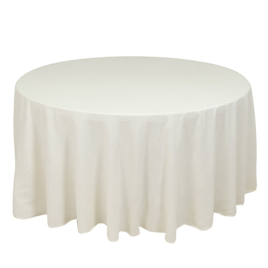 Cotton Blend 120" Round Tablecloth Ivory - Seamless Wrinkle-Resistant Table Cover Tablecloths HIER_2183