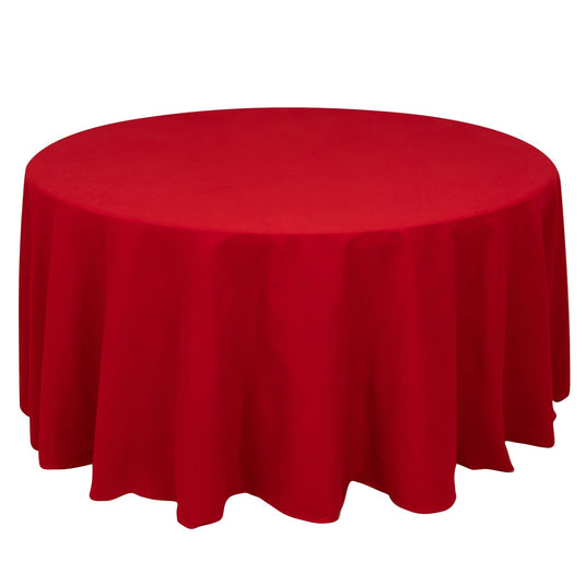 Cotton Blend 120" Round Tablecloth Red - Seamless Wrinkle-Resistant Table Cover Tablecloths HIER_2183