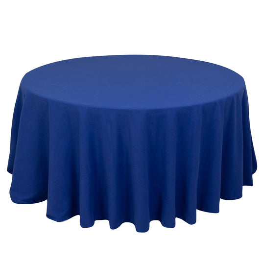 Cotton Blend 120" Round Tablecloth Royal Blue - Seamless Wrinkle-Resistant Table Cover Tablecloths HIER_2183