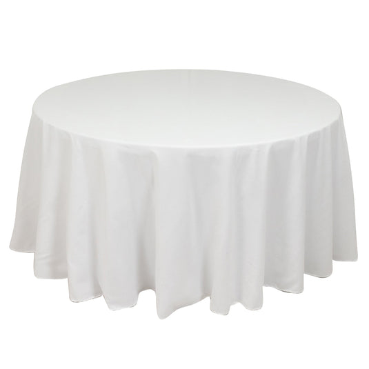 Cotton Blend 120" Round Tablecloth White - Seamless Wrinkle-Resistant Design for Upscale Occasions Tablecloths HIER_2183