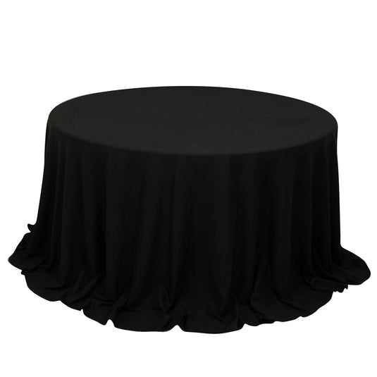 Cotton Blend 132" Round Tablecloth Black - Seamless Wrinkle-Resistant Table Cover Tablecloths HIER_2183