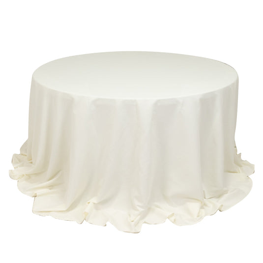 Cotton Blend 132" Round Tablecloth Ivory - Seamless Wrinkle-Resistant Table Cover Tablecloths HIER_2183