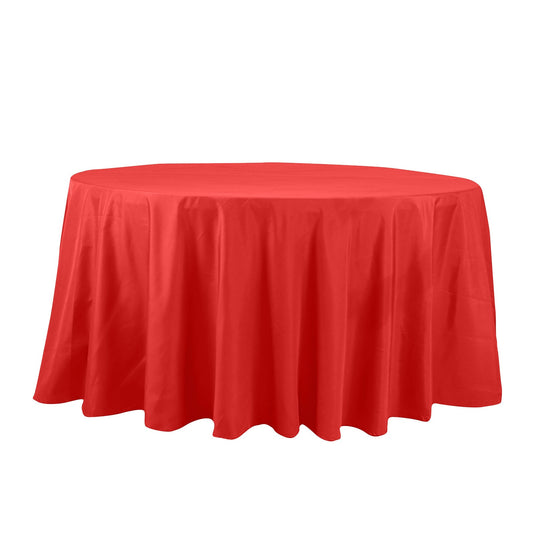 Cotton Blend 132" Round Tablecloth Red - Seamless Wrinkle-Resistant Table Cover Tablecloths HIER_2183