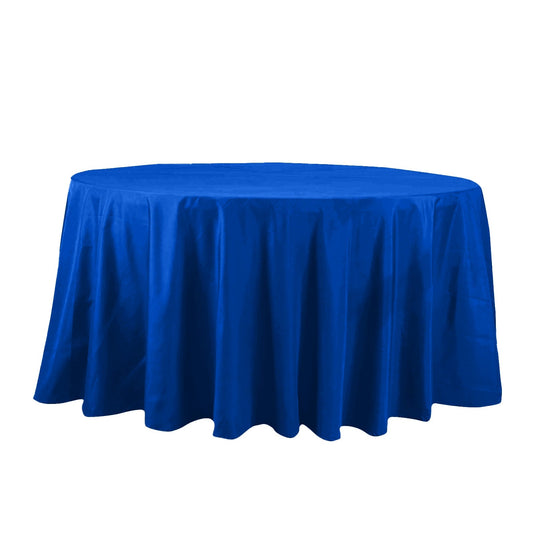 Cotton Blend 132" Round Tablecloth Royal Blue - Seamless Wrinkle-Resistant Table Cover Tablecloths HIER_2183