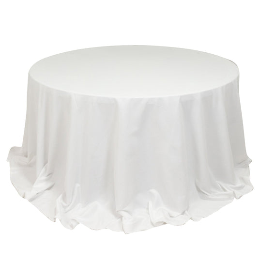 Cotton Blend 132" Round Tablecloth White - Seamless Wrinkle-Resistant Design for Formal Events Tablecloths HIER_2183