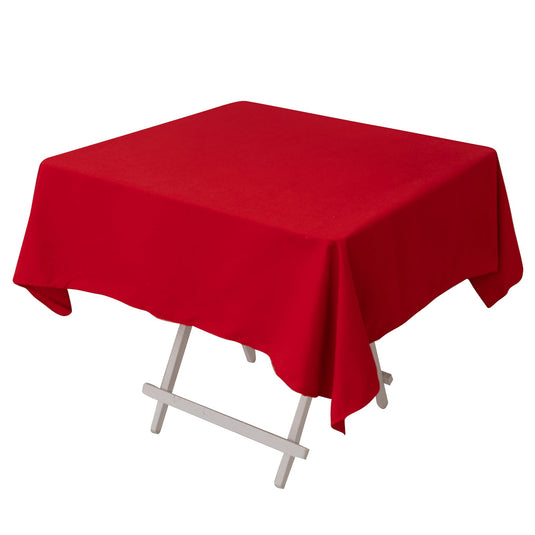 Cotton Blend 54"x54" Square Tablecloth Red - Wrinkle-Resistant Table Cover Tablecloths HIER_2183