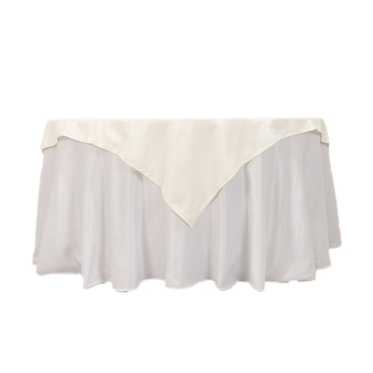 Cotton Blend 54"x54" Table Overlay Square Tablecloth Ivory - Wrinkle-Resistant Table Topper Overlays HIER_2183