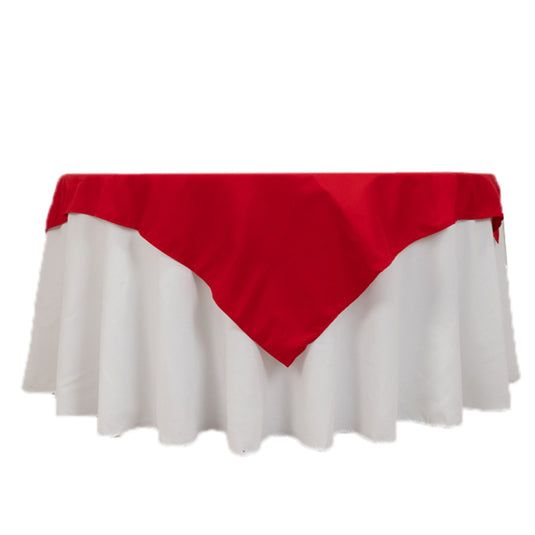 Cotton Blend 54"x54" Table Overlay Square Tablecloth Red - Wrinkle-Resistant Table Topper Overlays HIER_2183