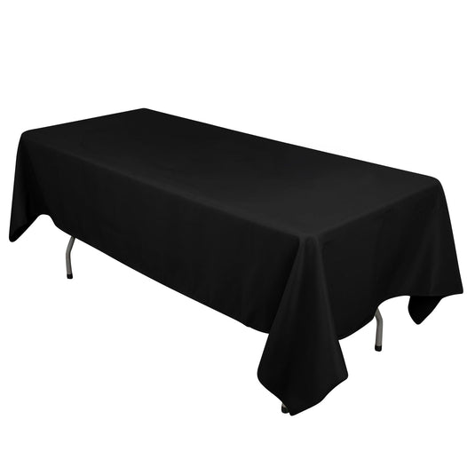 Cotton Blend 60"x102" Rectangle Tablecloth Black - Wrinkle-Resistant Finish for Gatherings Tablecloths HIER_2183