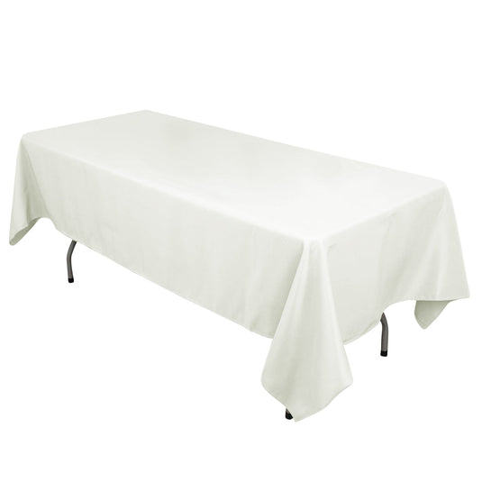 Cotton Blend 60"x102" Rectangle Tablecloth Ivory - Wrinkle-Resistant Table Cover Tablecloths HIER_2183