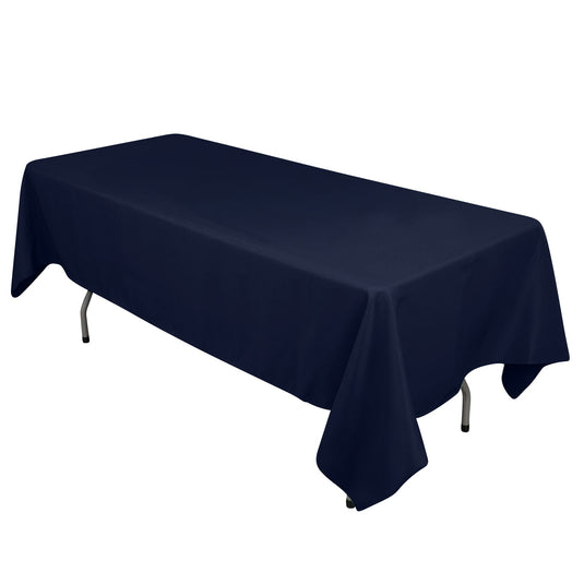 Cotton Blend 60"x102" Rectangle Tablecloth Navy Blue - Wrinkle-Resistant Table Cover Tablecloths HIER_2183