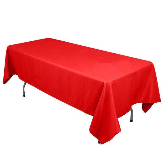 Cotton Blend 60"x102" Rectangle Tablecloth Red - Wrinkle-Resistant Table Cover Tablecloths HIER_2183