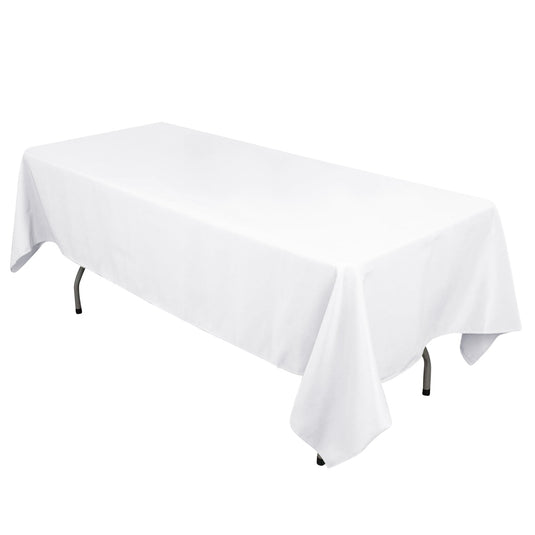 Cotton Blend 60"x102" Rectangle Tablecloth White - Wrinkle-Resistant Table Cover Tablecloths HIER_2183