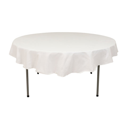 Cotton Blend 70" Round Tablecloth White - Wrinkle-Resistant Design for Everyday Use Tablecloths HIER_2183