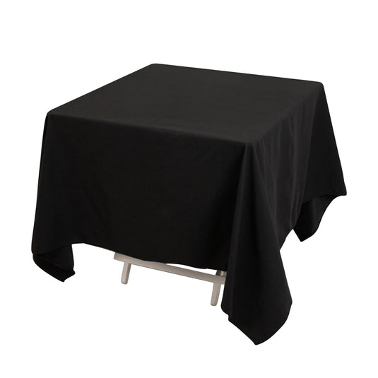 Cotton Blend 70"x70" Square Tablecloth Black - Wrinkle-Resistant Fabric Table Cover Tablecloths HIER_2183