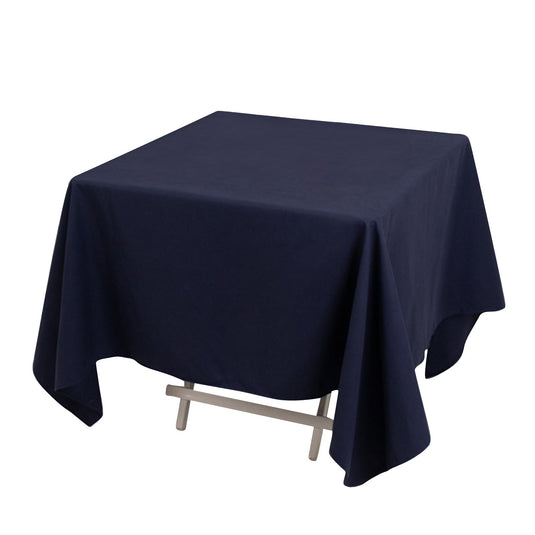 Cotton Blend 70"x70" Square Tablecloth Navy Blue - Wrinkle-Resistant Fabric Table Cover Tablecloths HIER_2183