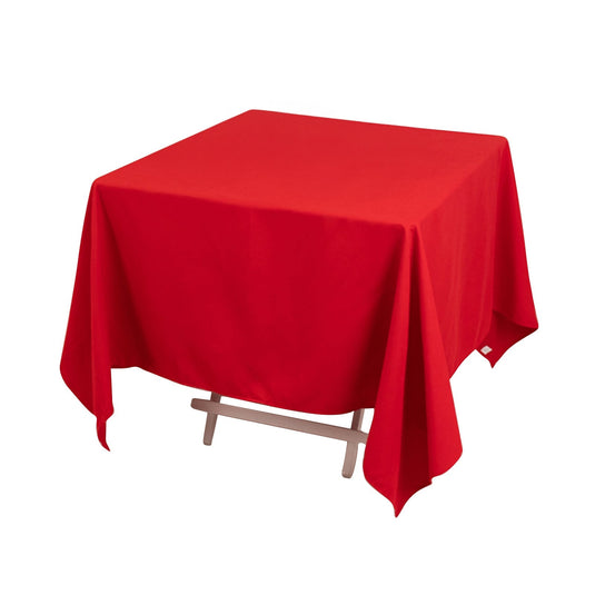 Cotton Blend 70"x70" Square Tablecloth Red - Wrinkle-Resistant Fabric Table Cover Tablecloths HIER_2183