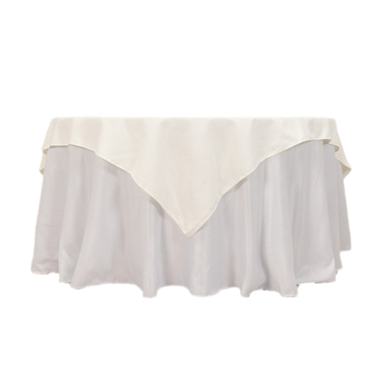 Cotton Blend 70"x70" Table Overlay Square Tablecloth Ivory - Wrinkle-Resistant Fabric Table Topper Overlays HIER_2183