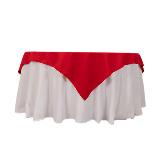 Cotton Blend 70"x70" Table Overlay Square Tablecloth Red - Wrinkle-Resistant Fabric Table Topper Overlays HIER_2183