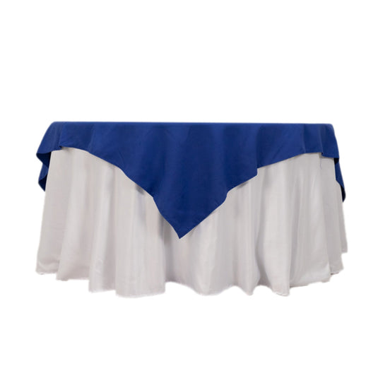 Cotton Blend 70"x70" Table Overlay Square Tablecloth Royal Blue - Wrinkle-Resistant Fabric Table Topper Overlays HIER_2183