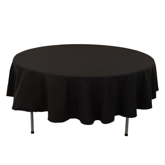 Cotton Blend 90" Round Tablecloth Black - Wrinkle-Resistant Table Cover Tablecloths HIER_2183