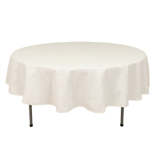 Cotton Blend 90" Round Tablecloth Ivory - Wrinkle-Resistant Table Cover Tablecloths HIER_2183