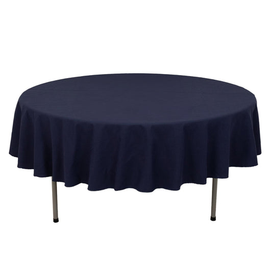 Cotton Blend 90" Round Tablecloth Navy Blue - Wrinkle-Resistant Table Cover Tablecloths HIER_2183