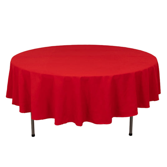 Cotton Blend 90" Round Tablecloth Red - Wrinkle-Resistant Table Cover Tablecloths HIER_2183