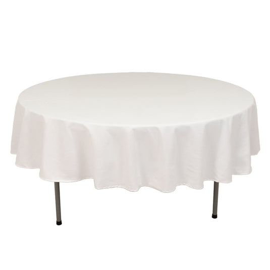 Cotton Blend 90" Round Tablecloth White - Wrinkle-Resistant Design for Versatile Settings Tablecloths HIER_2183