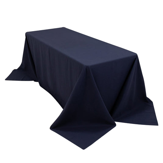 Cotton Blend 90"x132" Rectangle Tablecloth Navy Blue - Seamless Wrinkle-Resistant Table Cover Tablecloths HIER_2183